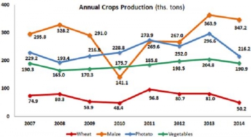 В 2014 году намолот данной зерновой составил 50,2 тыс. тонн.
