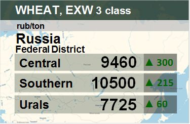 Пшеница. Цены EXW. Россия. Данные на 23.04.2018