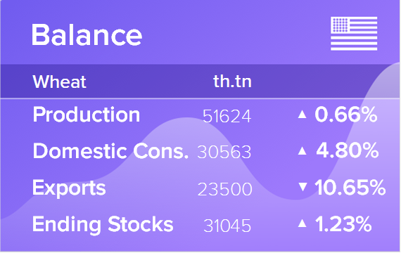 Баланс по пшенице. Данные по США на 13.05.2019