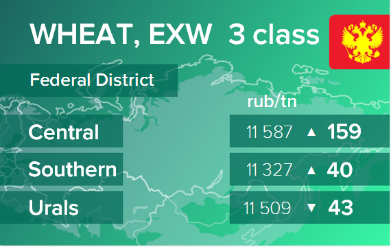 Пшеница. Цены EXW в России на 25 февраля 2020