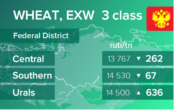 Пшеница. Цены EXW в России на 8 июня 2021