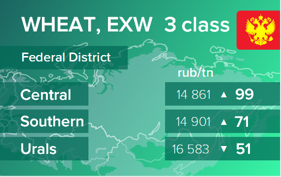 Пшеница. Цены EXW в России на 19 октября 2021
