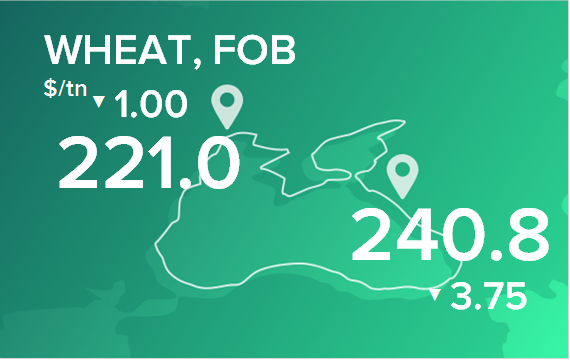 Пшеница. Цены в портах на 22 января 2024