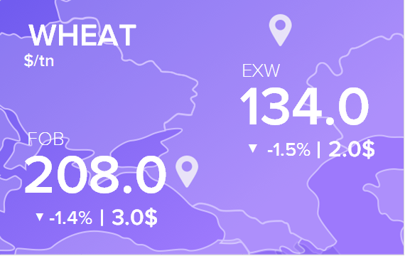 Цены FOB и EXW на 15 ноября 2024. Пшеница. Кукуруза