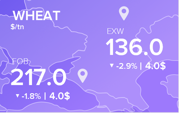 Цены FOB и EXW на 25 ноября 2024. Пшеница. Кукуруза