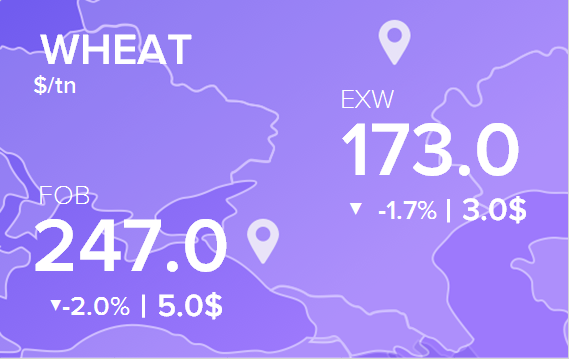 Цены FOB и EXW на 25 марта 2025. Пшеница. Кукуруза