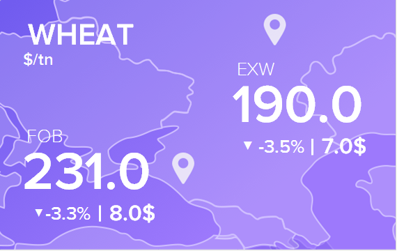 Цены FOB и EXW на 24 июня 2025. Пшеница. Кукуруза