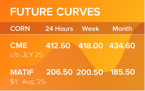 Кукуруза. Фьючерсные кривые на 14 июля 2025